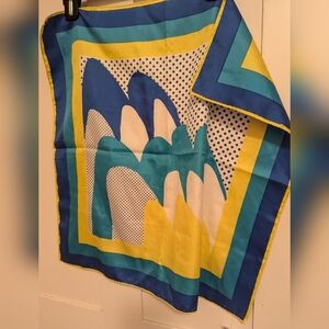 💛 Vera Neuman Scarf women's Blue and Yellow Designer Fabric vintage 1970
